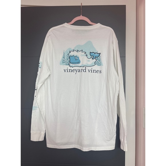 Vineyard Vines Mens Long Sleeve Graphic T-Shirt Whale Winter White L - Picture 1 of 4